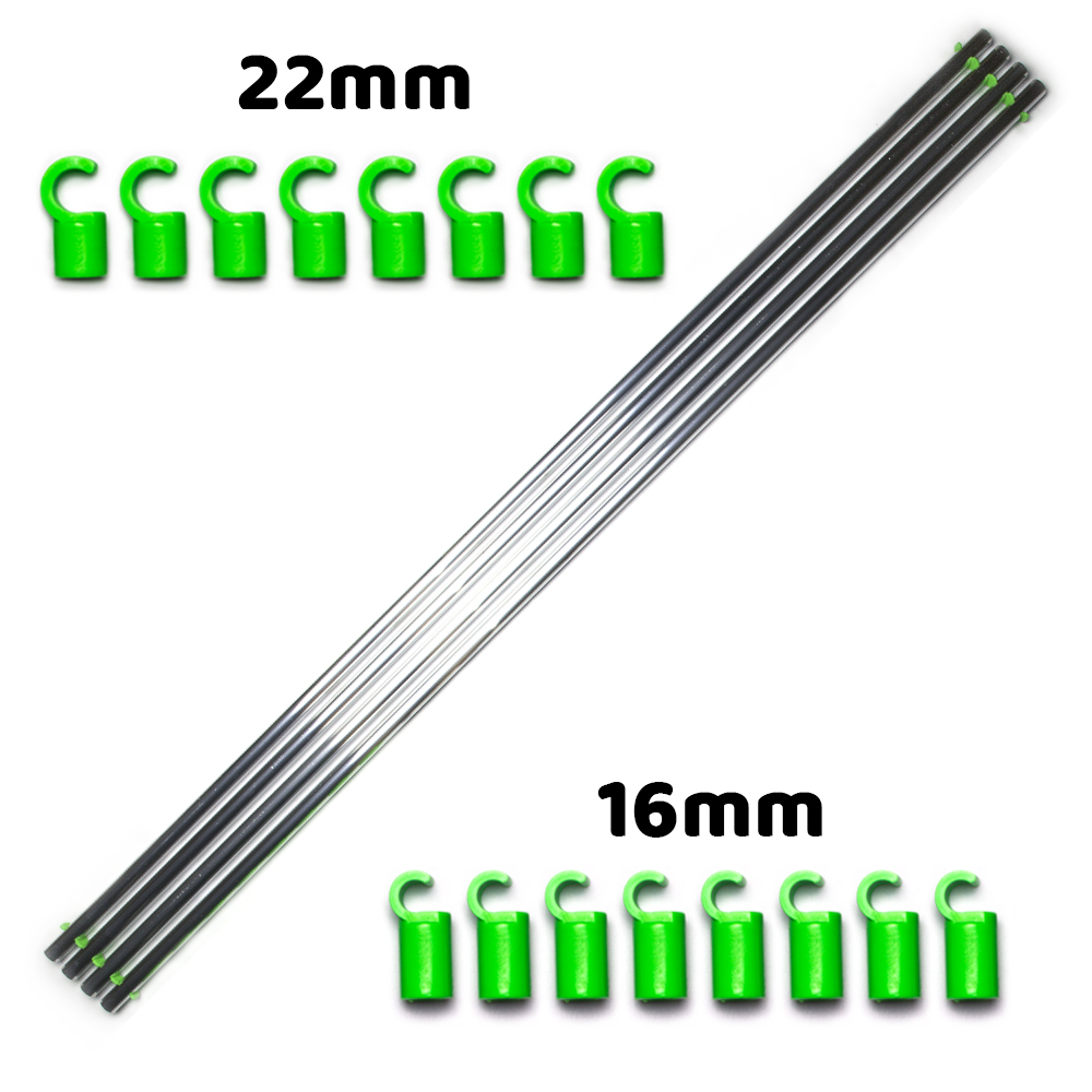 Fixture Poles mit passenden Clips für 16- und 22-Millimeter-Zeltstangen